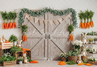 Kate Easter Bunny Carrot Barn Door Printed Backdrop Designed by Patty Roberts