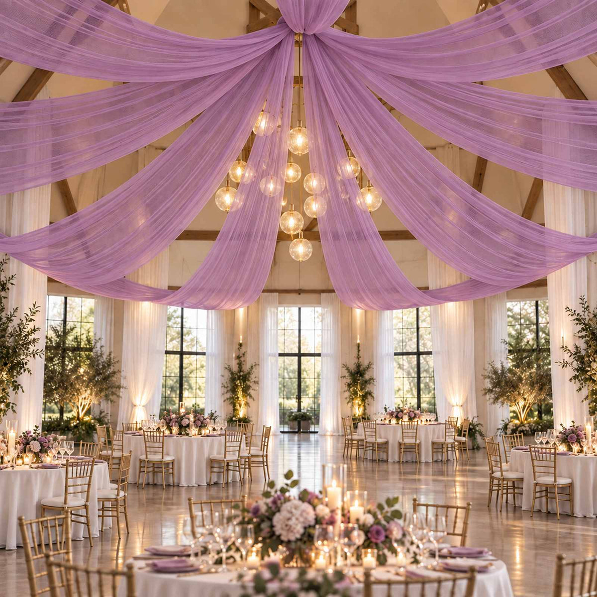 Kate Purple 5x15ft Ethereal Soft Veil Drapery – Semi-Sheer Flowing Fabric for Photography & Event Styling