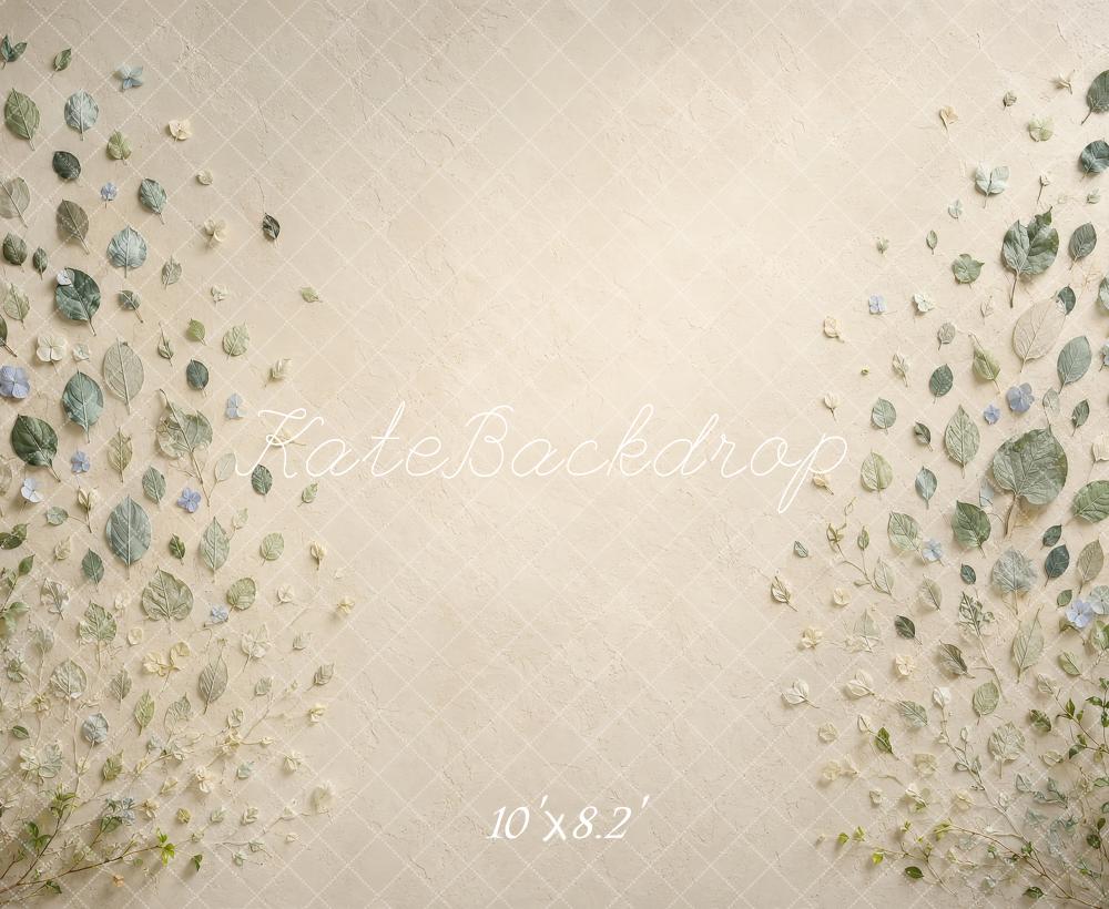 Kate Botanical Leaf Wall Cream Printed Backdrop Printed Backdrop Designed by Shutter Swan Studios