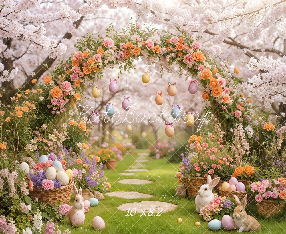 Kate Easter Bunny Flower Arch Pastel Eggs Garden Backdrop Designed by Emetselch