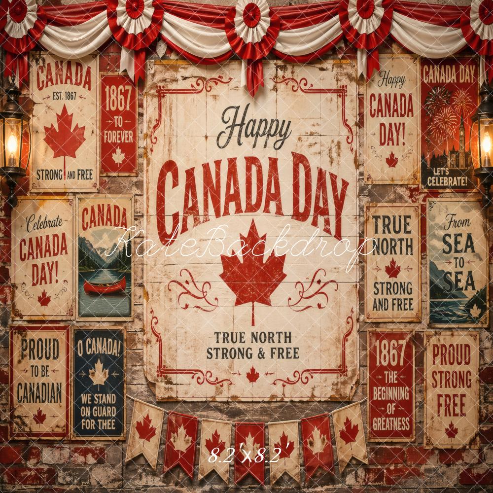 Kate Canada Day Vintage Posters Rustic Patriotic Celebration Printed Backdrop Designed by Vertigo Productions