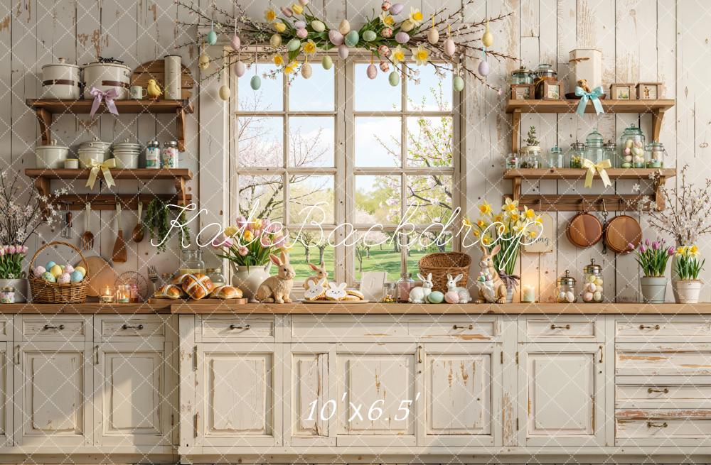 TEST Kate Easter Bunny Kitchen Pastel Eggs Window Backdrop Designed by Emetselch