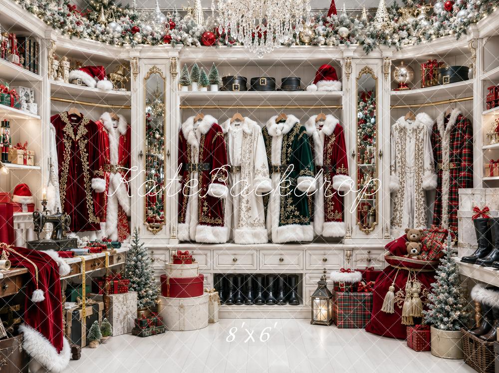 Kate Christmas Santa Wardrobe Boutique Printed Backdrop Designed by Ashley Paul