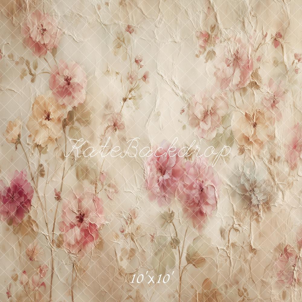 TEST Kate Vintage Pastel Floral Abstract Texture Printed Backdrop Designed by Angela Miller
