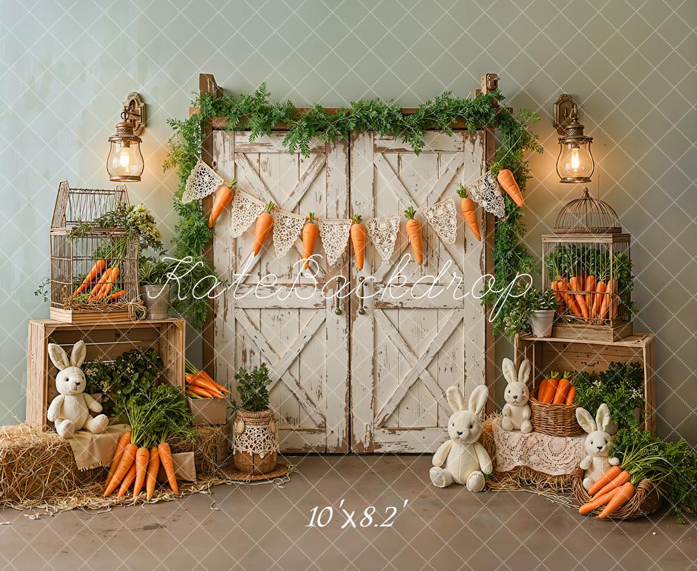 Kate Easter Bunny Carrot Rustic Barn Door Backdrop Designed by Emetselch