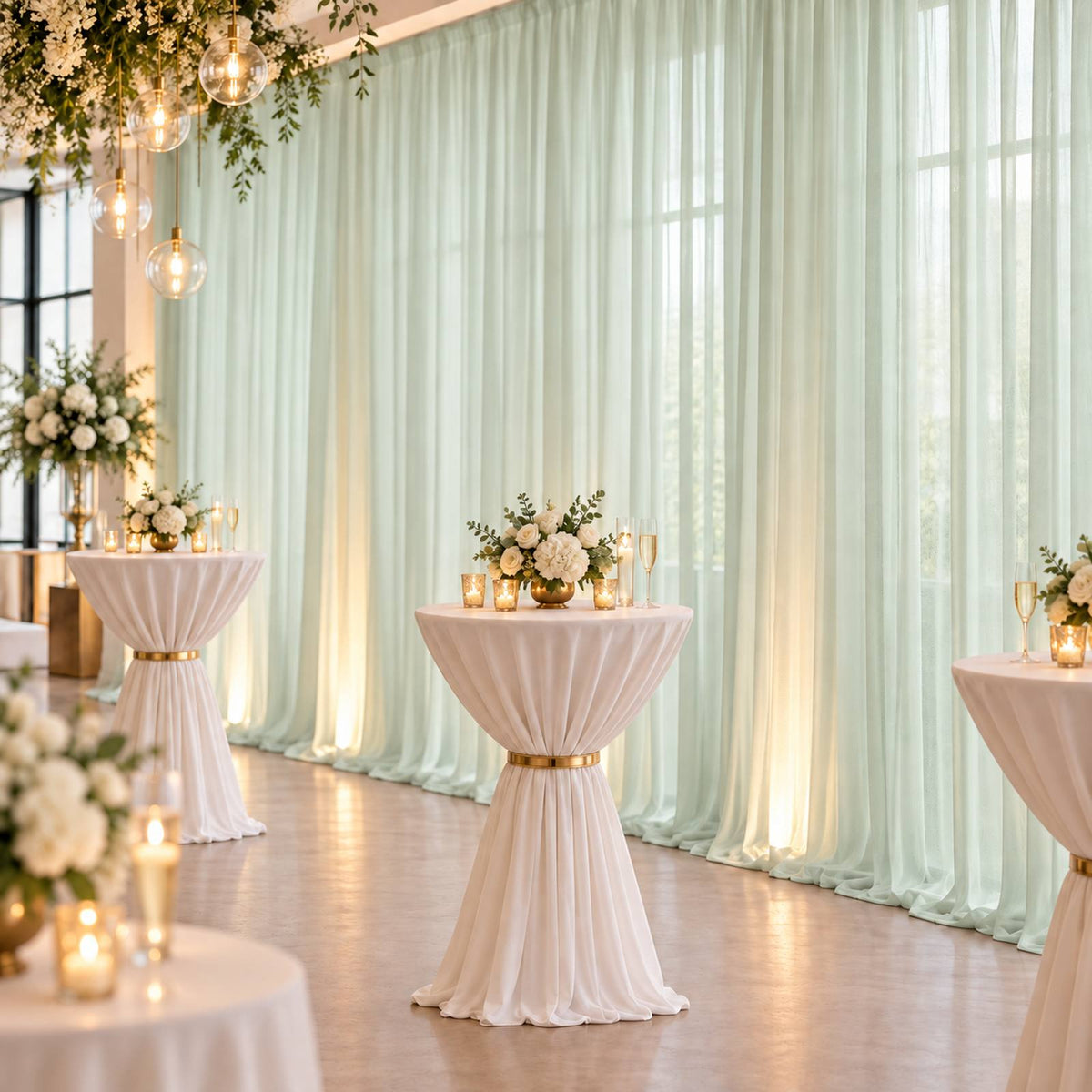 Kate Sage Green 5x15ft Ethereal Soft Veil Drapery – Semi-Sheer Flowing Fabric for Photography & Event Styling