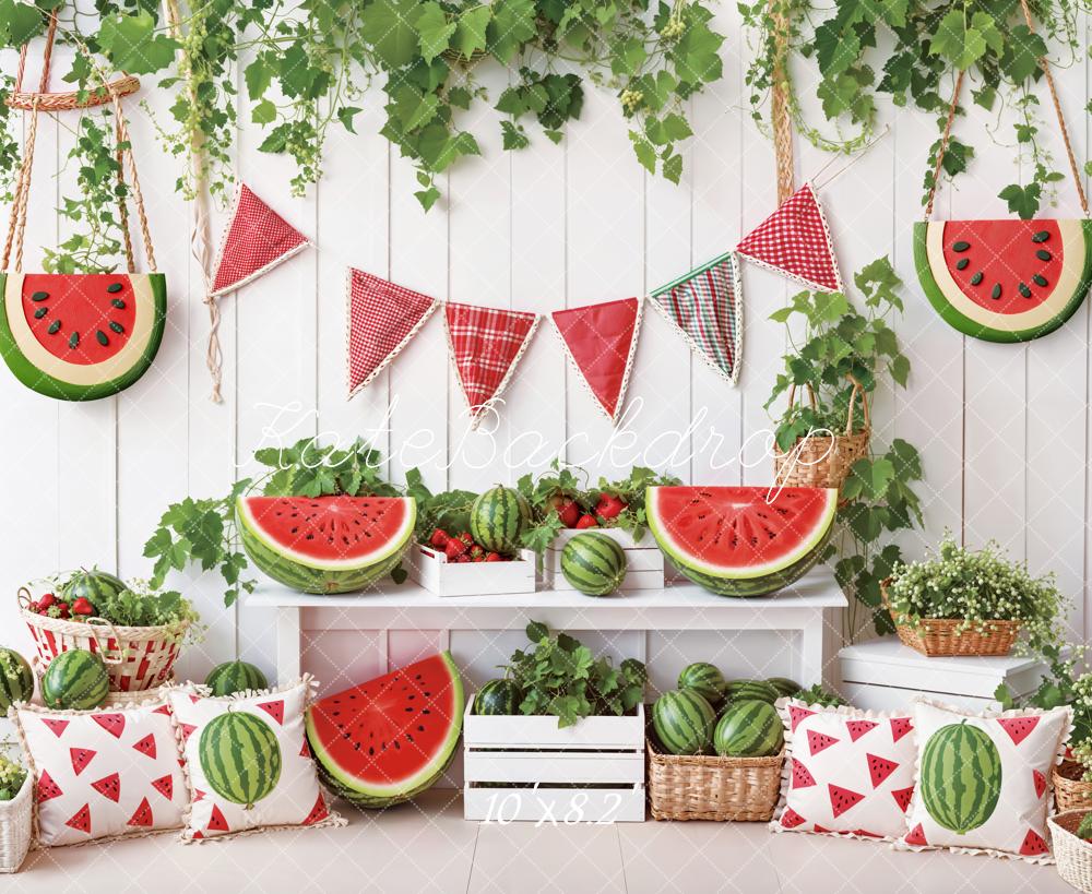 Kate Summer Watermelon Picnic Bunting Backdrop Designed by Emetselch