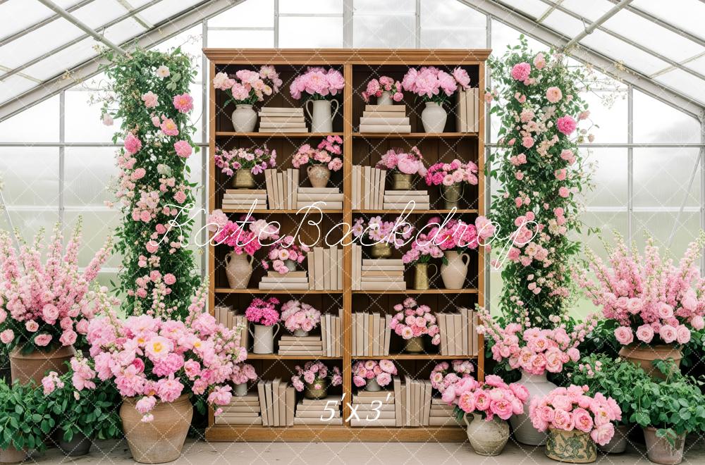 Kate Spring Bookcase Pink Flower Arch Backdrop Designed by Patty Roberts