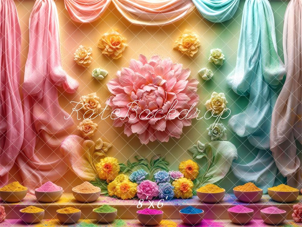 Diwali Colorful Flowers Backdrop Designed by Mini MakeBelieve