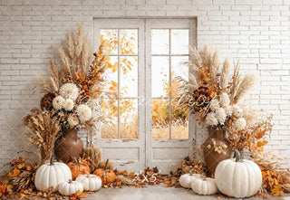 Fondo de Ventana Floral de Calabaza Acogedora de Otoño Designed by Emetselch