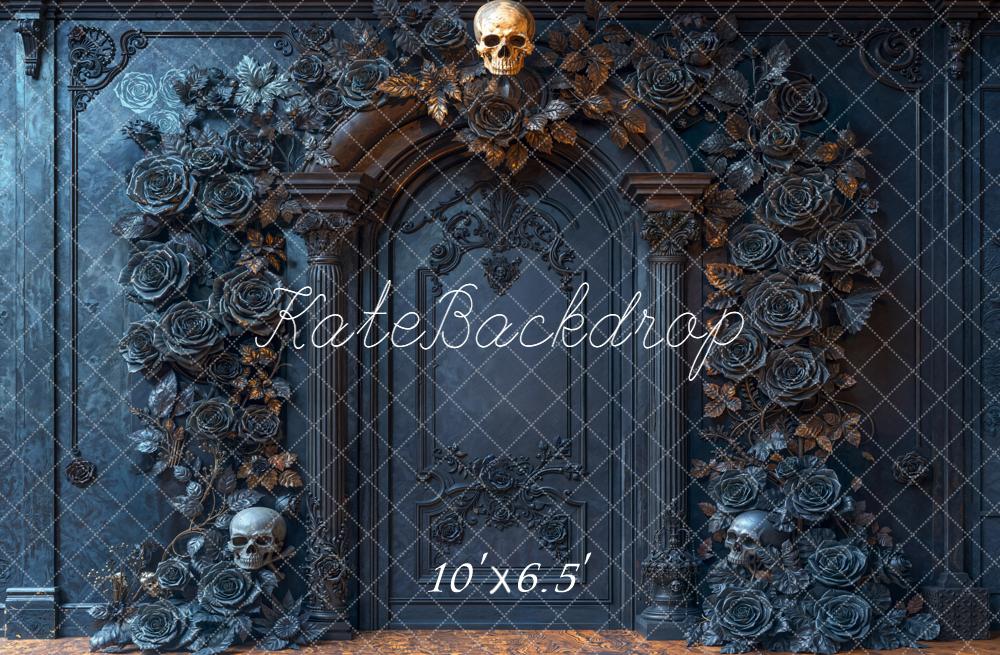 Kate Halloween Skull Rose Arched Wall Dark Backdrop Designed by Emetselch