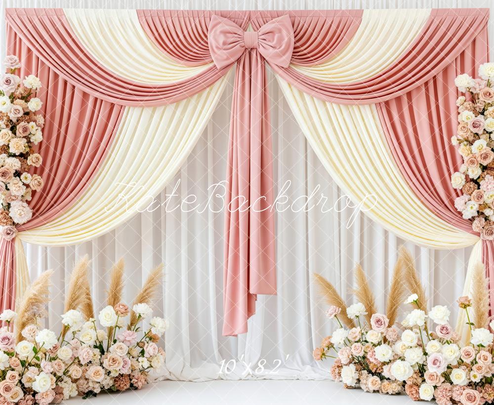 Kate Mother's Day Blush Pink Drapes Flower Arch Pampas Grass Backdrop Designed by Patty Roberts