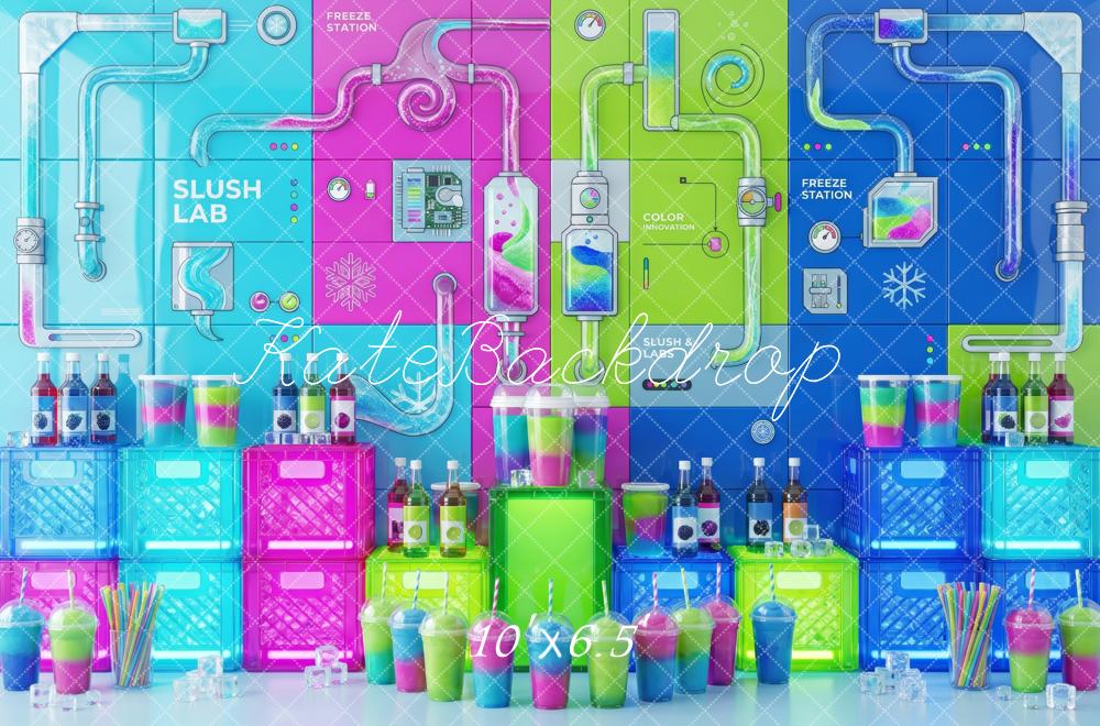 Kate Colorful Slush Lab Rainbow Drinks Science Wall Printed Backdrop Designed by Patty Roberts