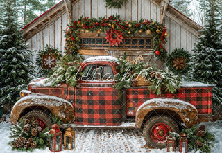 Fondo de tronco de nieve a cuadros rojos de Navidad diseñado por Emetselch