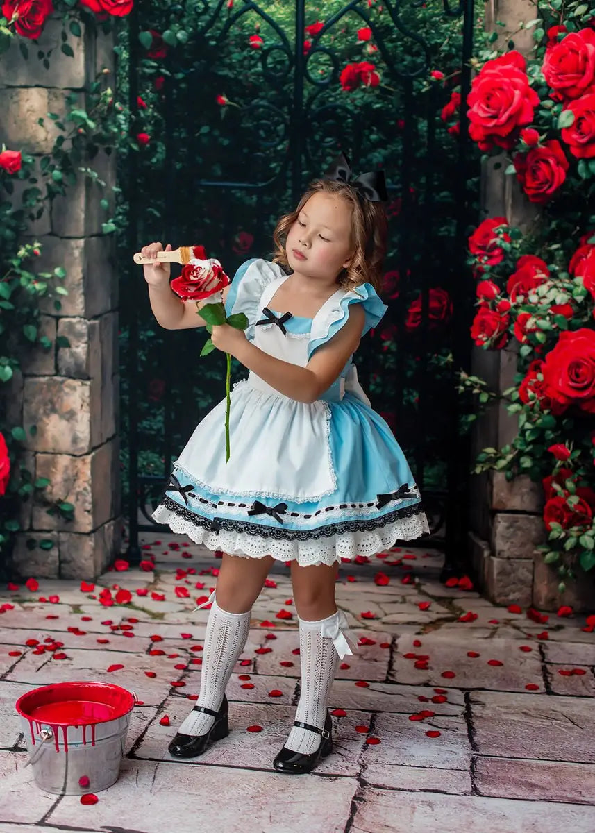 Rode Rozen Tuindeur Foto Achtergrond Designed by Emetselch