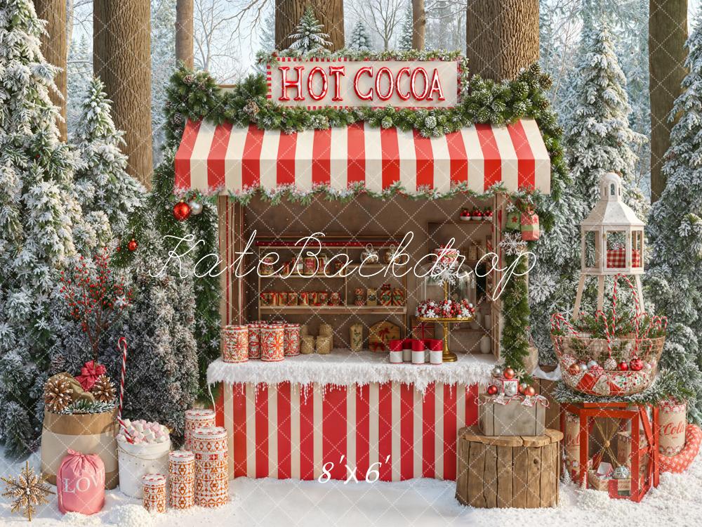 Kerst Hot Cocoa Stand Forest Snow Foto Achtergrond Designed by Emetselch