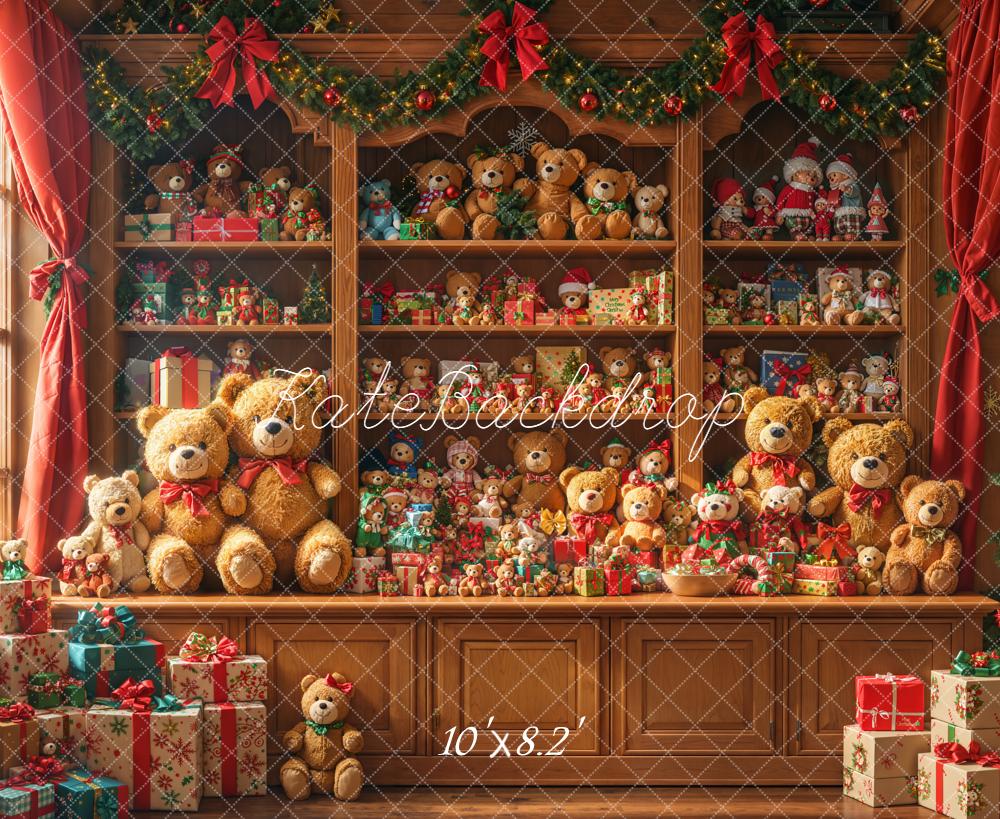 Kate Christmas Teddy Bear Shelf Gifts Indoor Backdrop Designed by Emetselch