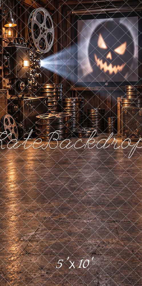 Kate Sweep Film Projector Reels Pumpkin Haunted Printed Backdrop Designed by Vertigo Productions
