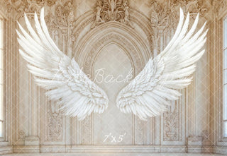 Kate Angel Wings Vintage Arched Wall Printed Backdrop Designed by Emetselch