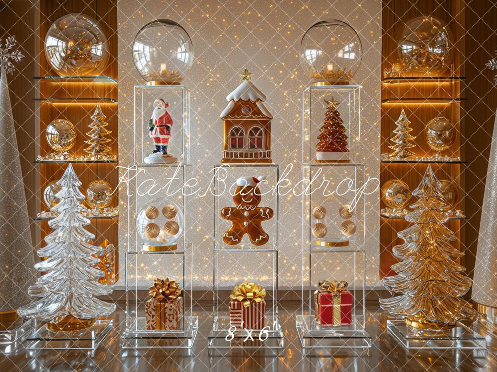 Estante Claro de Navidad Santa Casa de Jengibre Árboles Fondo Designed by Mini MakeBelieve