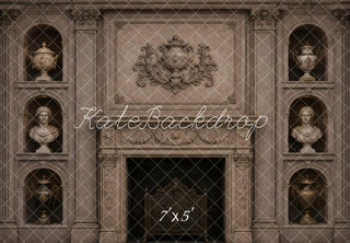 Kate Vintage Wall Fireplace Busts and Urns Printed Backdrop Designed by Vertigo Productions
