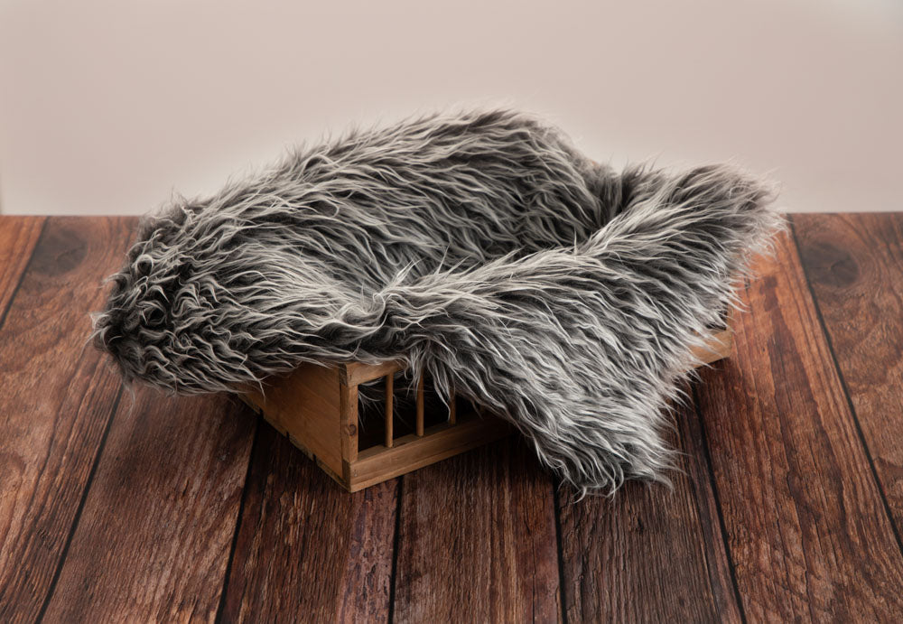 Kate Smoke Gray Faux Fur Blanket Props for Baby Photography