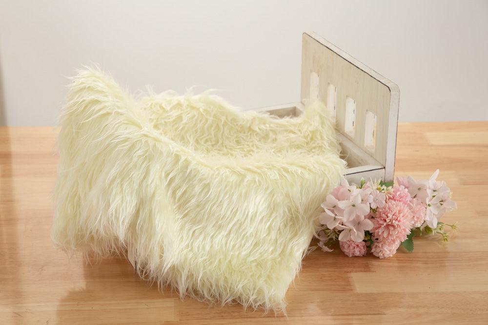 Kate Milky Yellow Faux Fur Blanket Props for Baby Photography