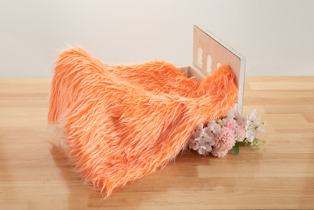 Kate Orange Faux Fur Blanket Props for Baby Photography