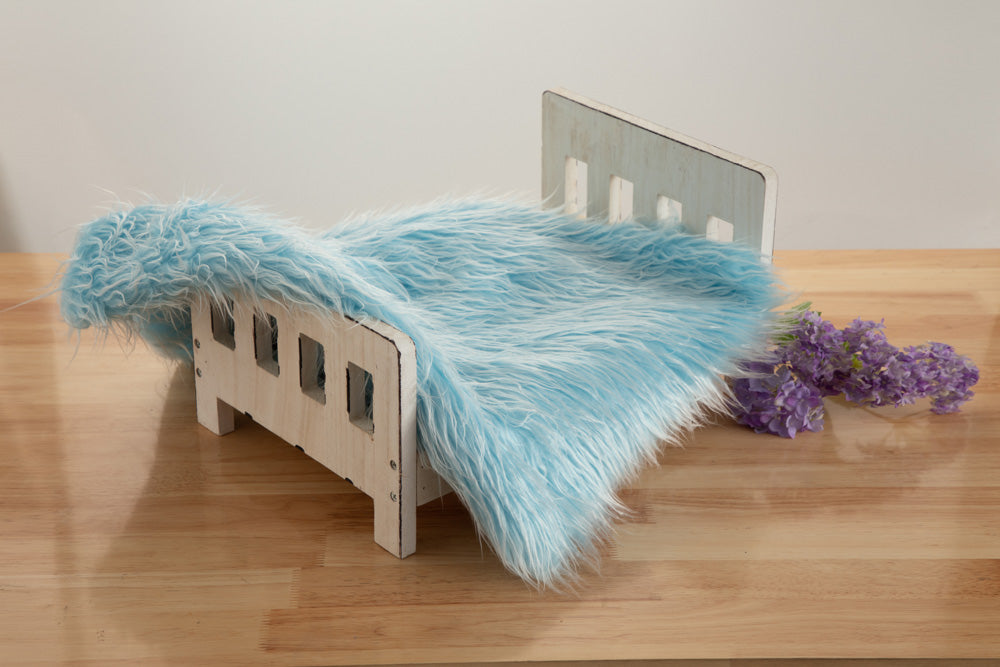 Kate Light Blue Faux Fur Blanket Props for Baby Photography