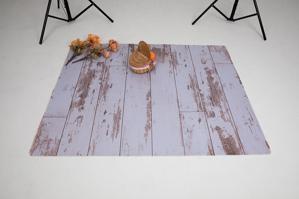 RTS Kate retro white litte light grey wood rubber floor mat (US ONLY)