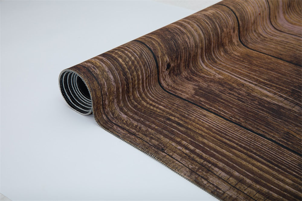 RTS Kate Dark Brown Wood Floor Rubber Floor Mat(US ONLY)