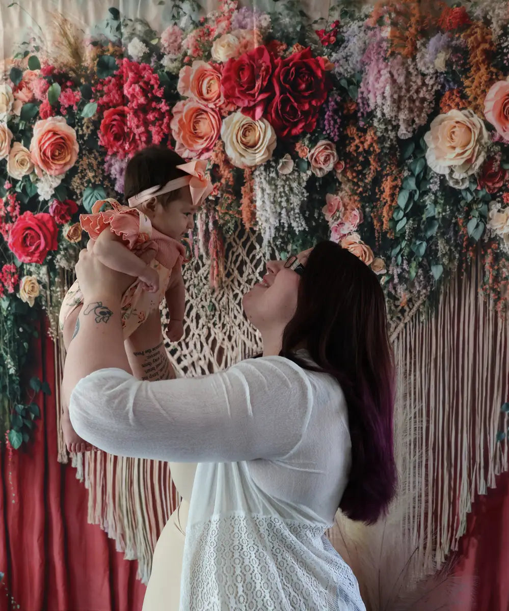 Kate Boho Flower Arch Macrame Curtains Backdrop Designed by Emetselch