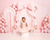 Cake Smash Boog Roze Ballonnen Foto Achtergrond Designed by Ashley Paul