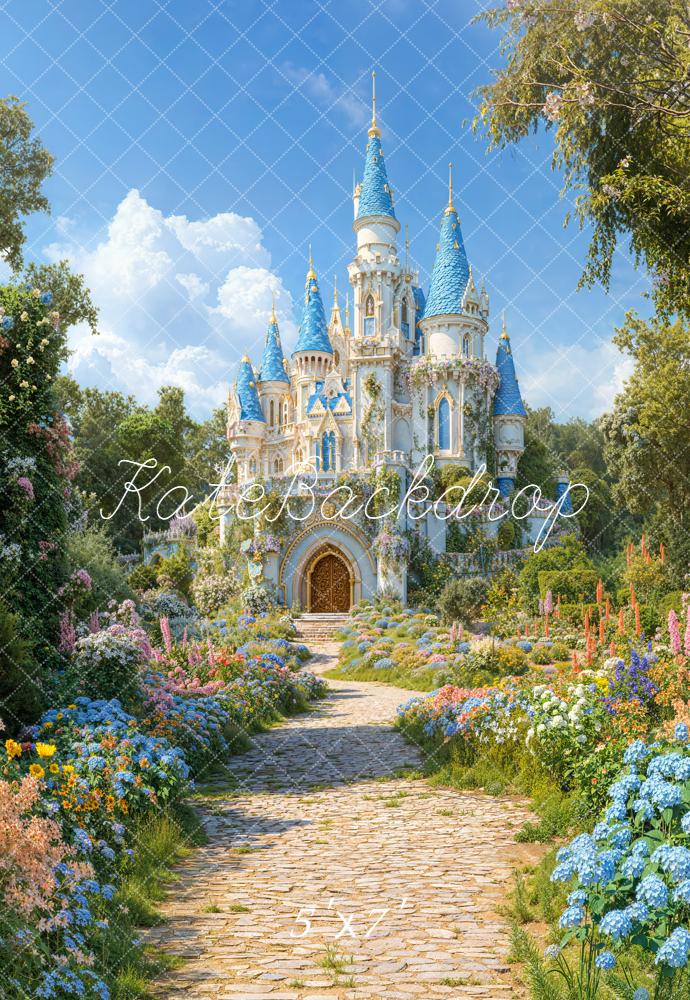 Kate Spring Fairy Castle Garden Cobblestone Path Backdrop Designed by Chain Photography
