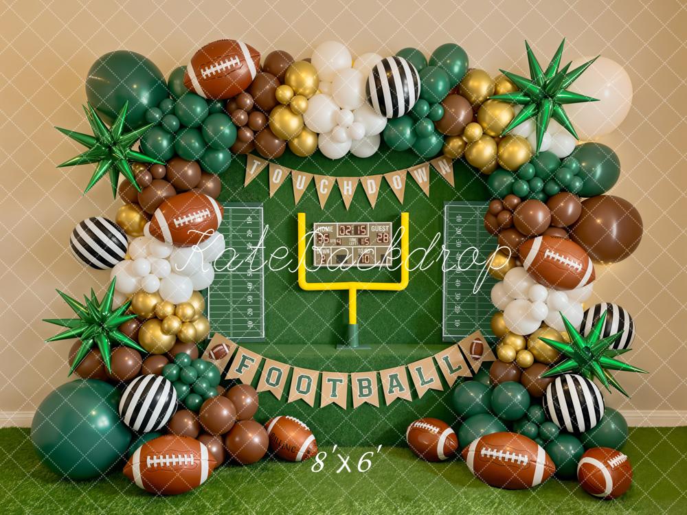 Kate Cake Smash Football Balloon Arch Goal Post Scoreboard Green Backdrop Designed by Emetselch