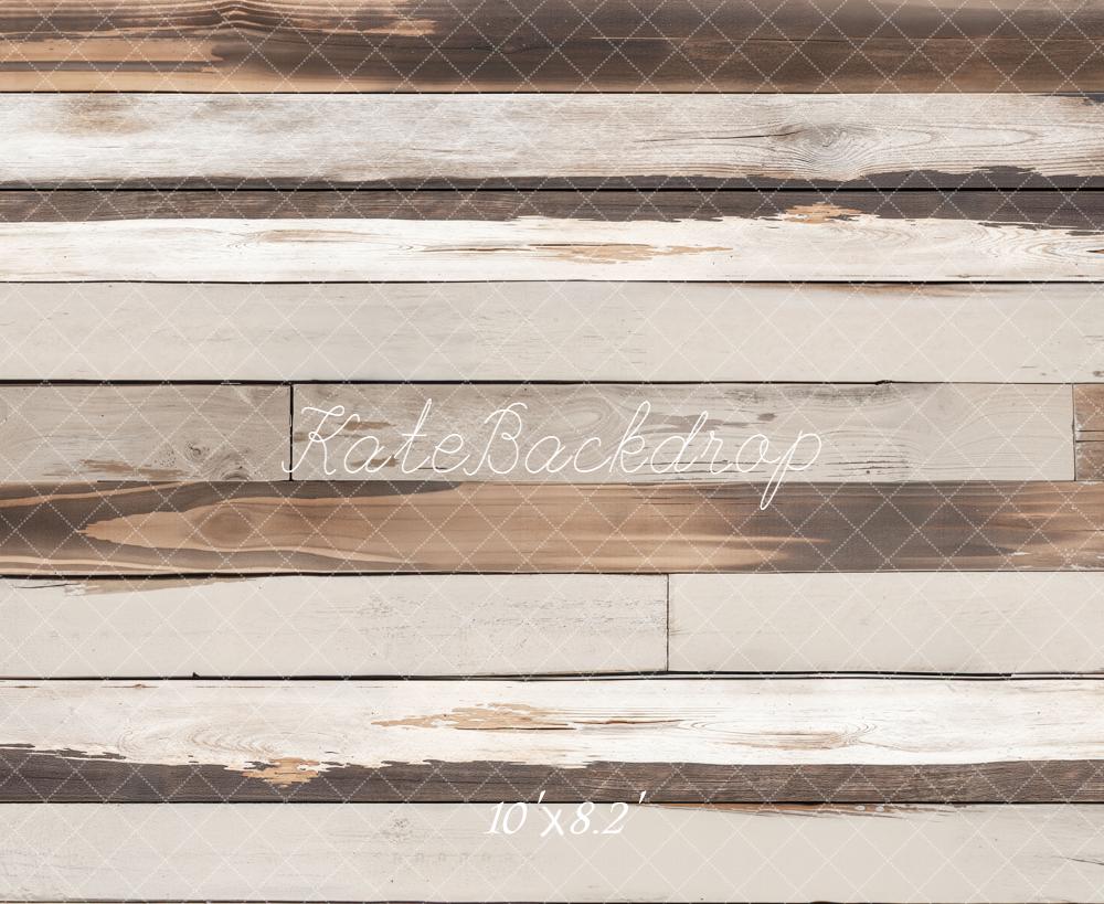 Kate Light Brown White Retro Wood Floor Backdrop Designed by Emetselch