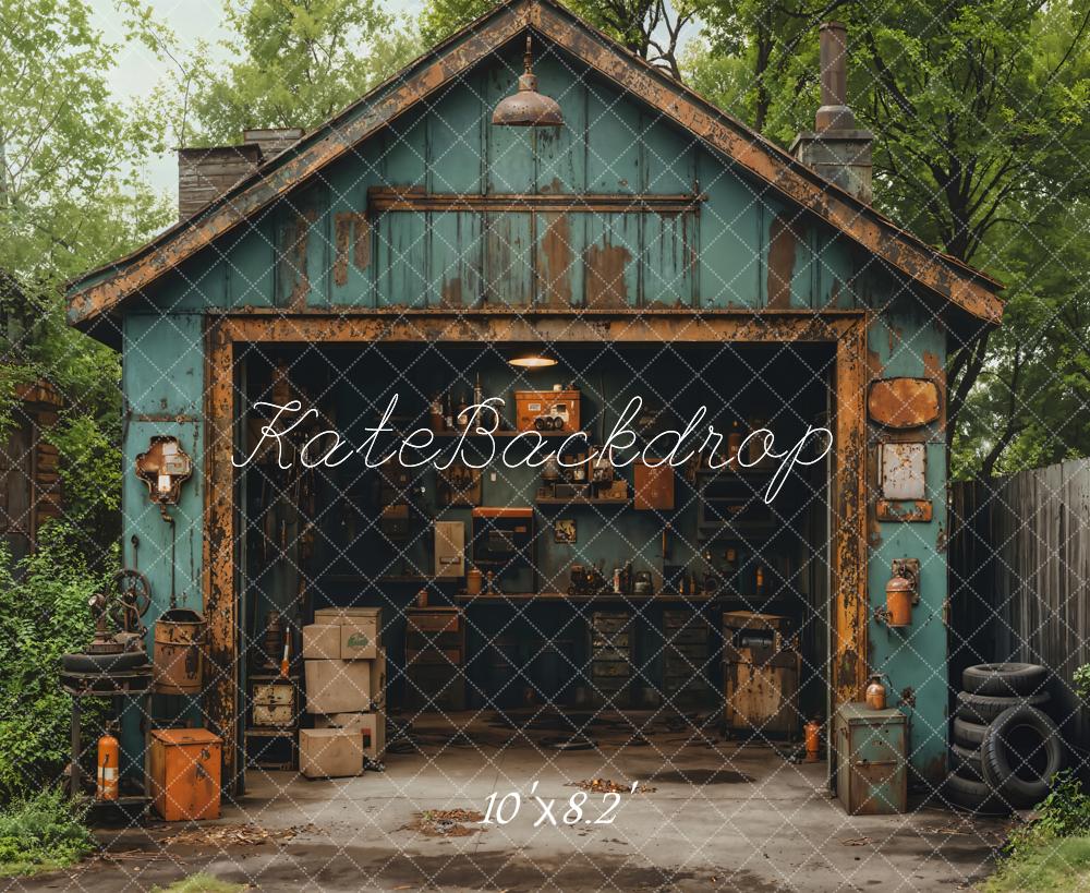 Kate Father's Day Rustic Garage Vintage Forest Backdrop Designed by Emetselch