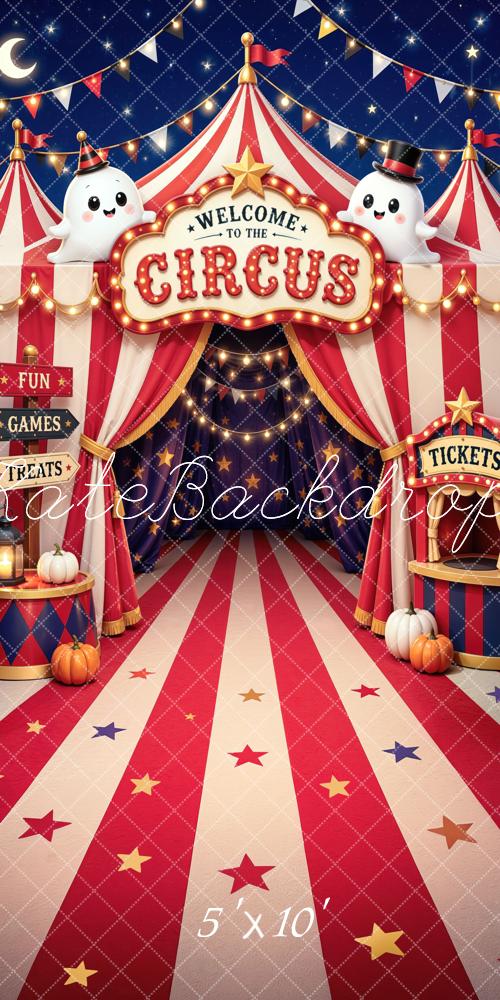Kate Sweep Halloween Circus Tent Trunk or Treat Ghosts Printed Backdrop Designed by Mini MakeBelieve