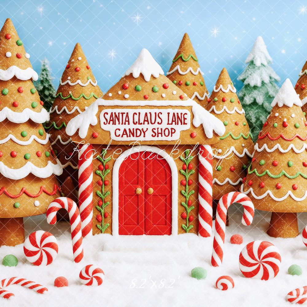Kate Christmas Tree Gingerbread Candy Cane Backdrop Designed by Patty Roberts