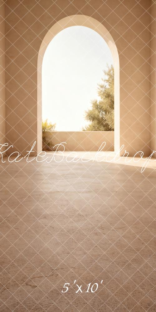 Kate Sweep Minimalist Neutral Arched Hallway Sunlit Printed Backdrop Designed by Vertigo Productions