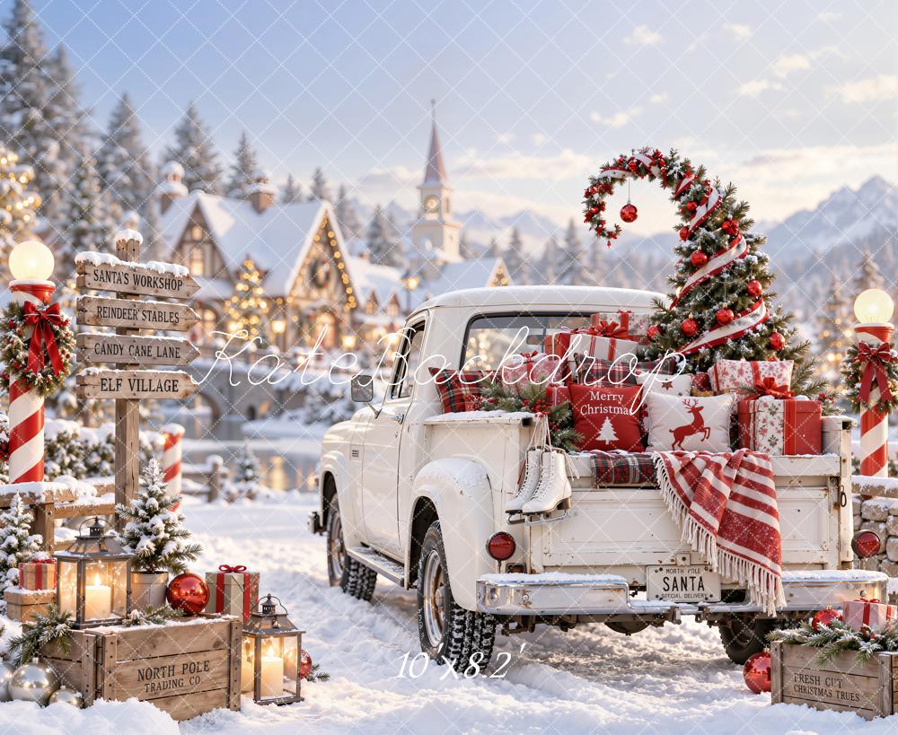 Kate Christmas Pickup Truck Christmas Tree Printed Backdrop Designed by Emetselch