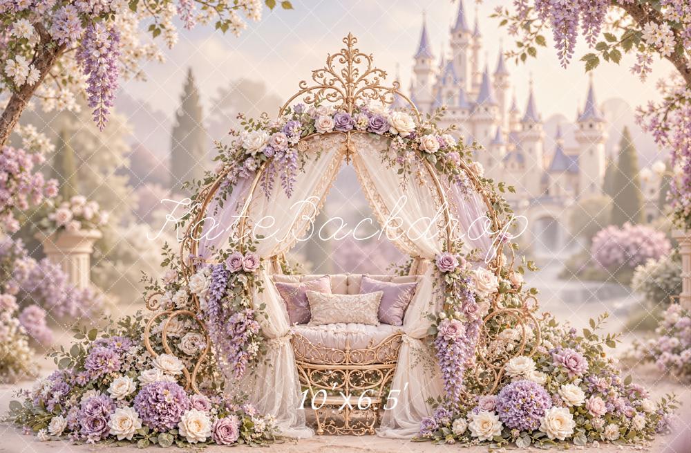 Kate Fairytale Princess Floral Carriage Lace Castle Loveseat Printed Backdrop Designed by Emetselch