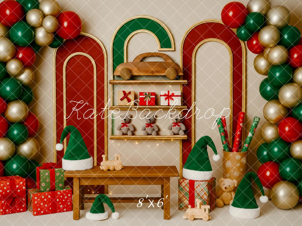 Fondo de globos de Navidad y sombreros de Santa