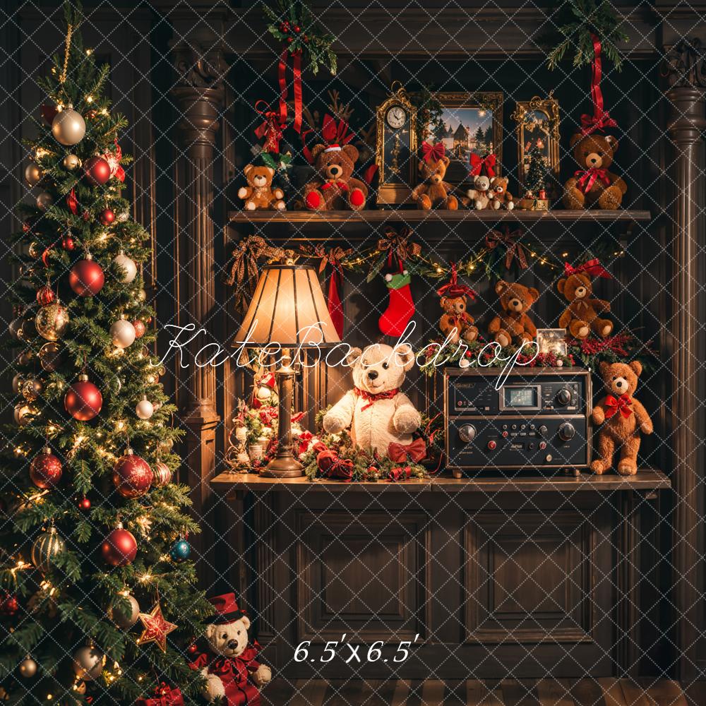Kate Christmas Tree Teddy Bear Shelf Backdrop Designed by Emetselch
