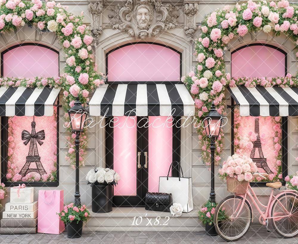 Spring Floral Boutique Shop Eiffel Tower Bicycle Foto Achtergrond Designed by Ashley Paul