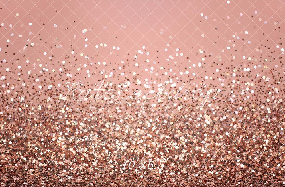Kate Rose Gold Glitter Bokeh Printed Backdrop Designed by Angela Miller