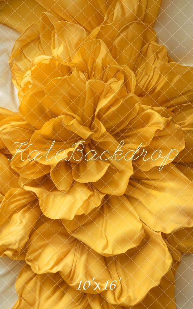 Kate Newborn Yellow Floral Texture Floor Backdrop Designed by Emetselch