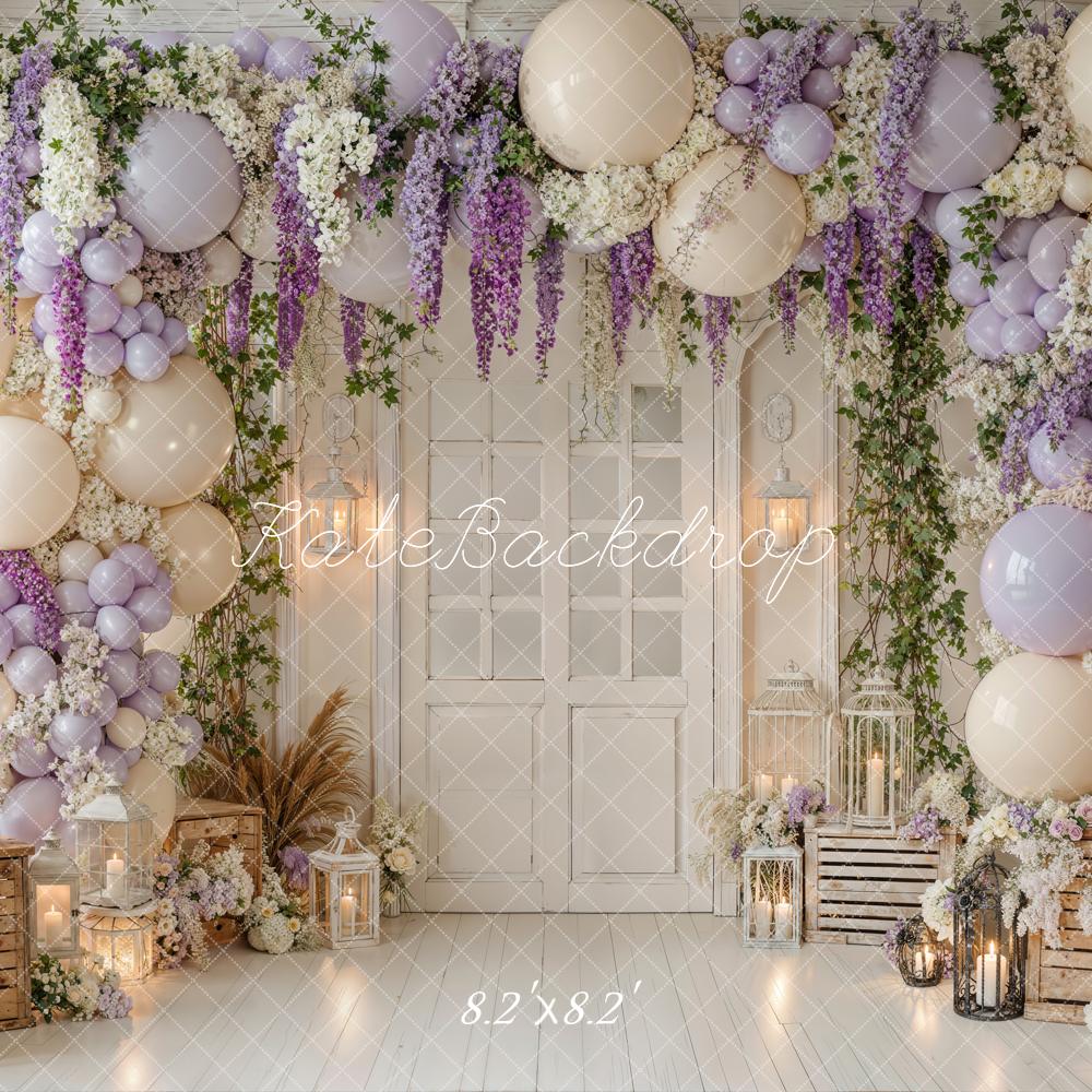 Kate Spring Flower Arch Balloon Lantern Crate Door Backdrop Designed by Emetselch