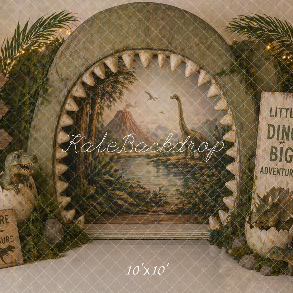 Kate Jungle Adventure Dinosaur Egg Archway Printed Backdrop Designed by Caitlin Lynch