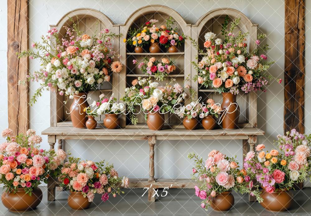 Kate Spring Interior Flower Arch Cabinet Wooden Shelf Backdrop Designed by Mini MakeBelieve